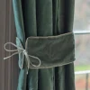 Graham & Green Set of Two Dark Sage Velvet Curtain Tie Backs