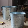 Graham & Green Set of Two Galvanised Firewood Buckets