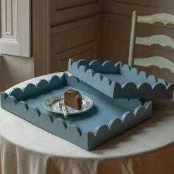 Graham & Green Set of Two Grey Scallop Trays