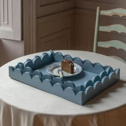 Graham & Green Set of Two Grey Scallop Trays