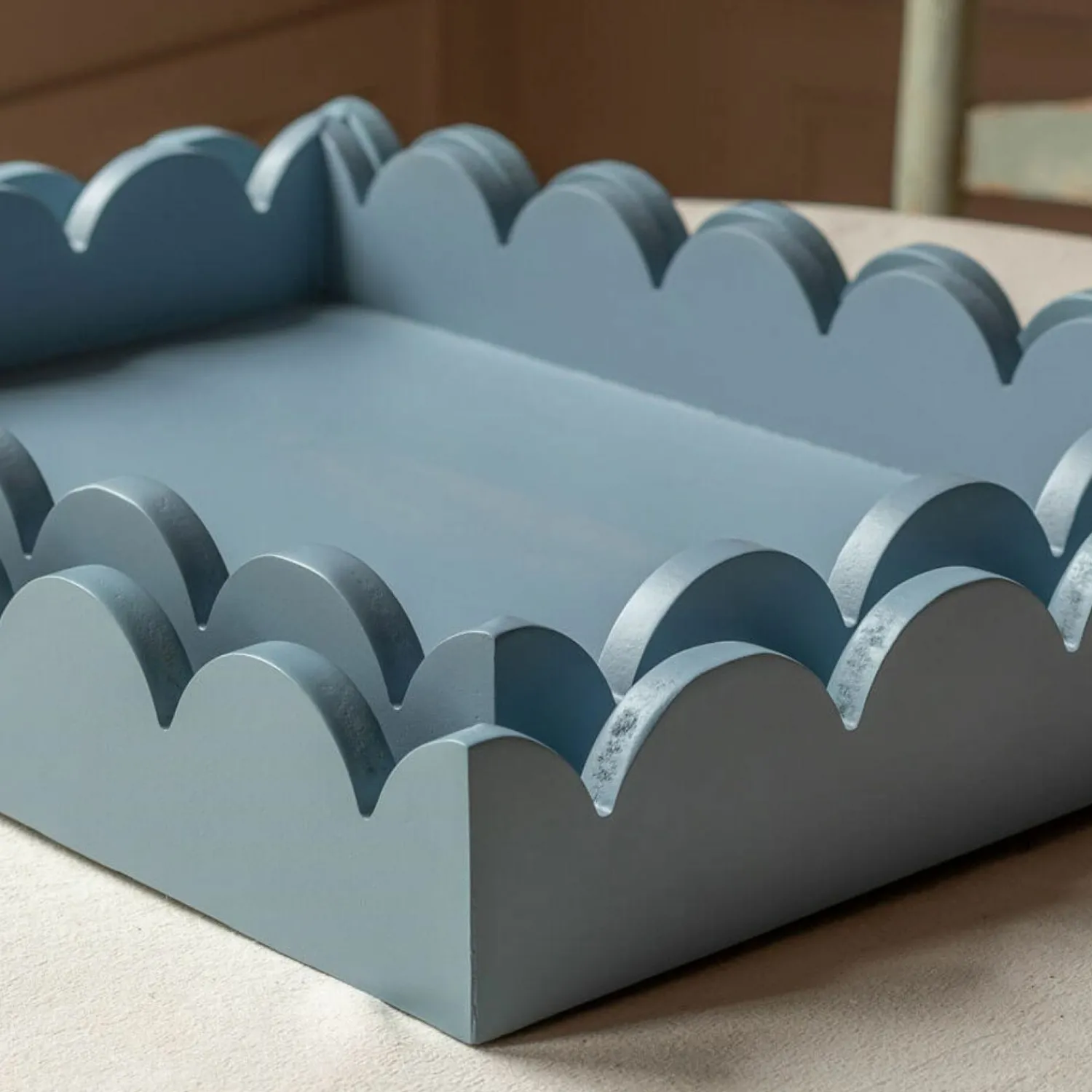 Graham & Green Set of Two Grey Scallop Trays