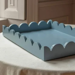 Graham & Green Set of Two Grey Scallop Trays