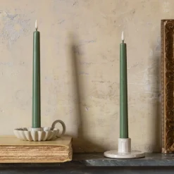 Graham & Green Set of Two LED Taper Candles Olive Green