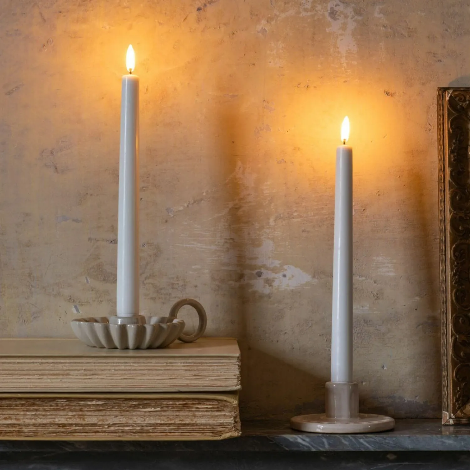 Graham & Green Set of Two LED Taper Candles White