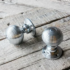 Graham & Green Set of Two Round Chrome Spiral Door Knobs