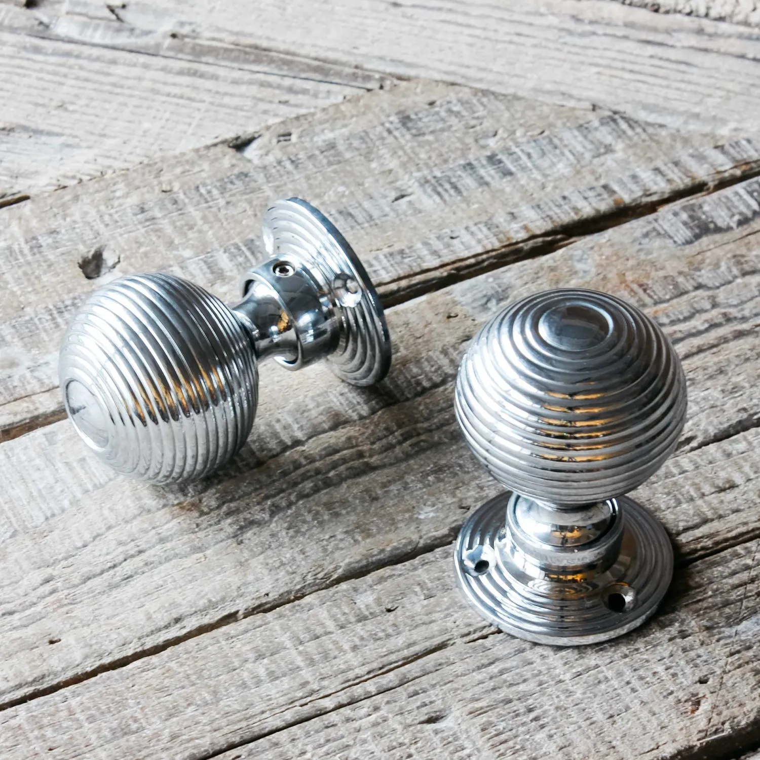 Graham & Green Set of Two Round Chrome Spiral Door Knobs