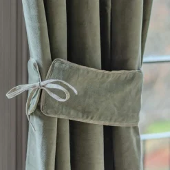 Graham & Green Set of Two Sage Green Velvet Curtain Tie Backs