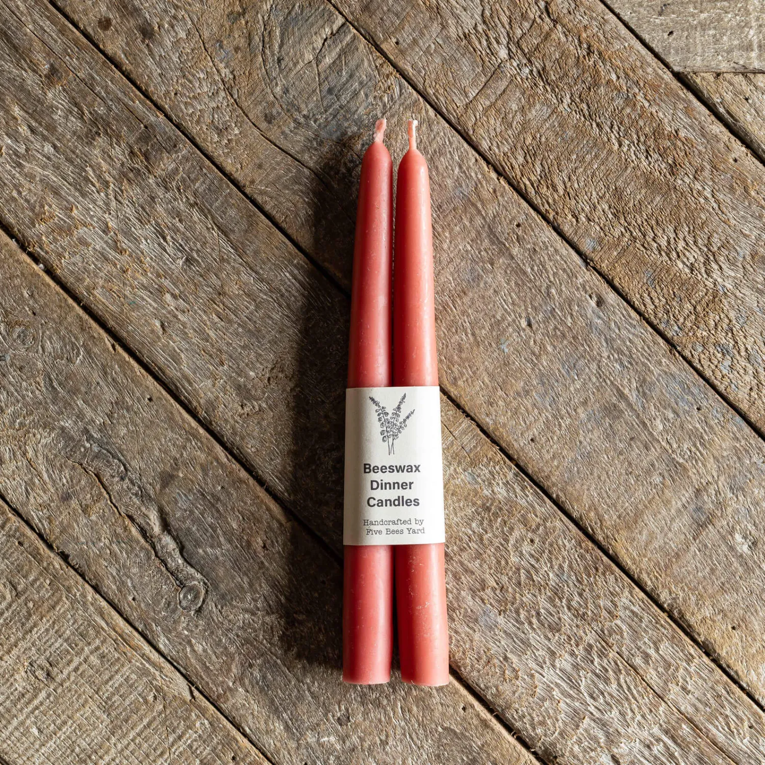 Graham & Green Set of Two Salmon Pink Beeswax Dinner Candles