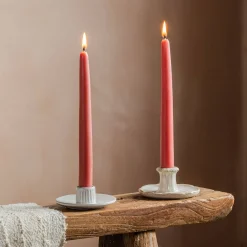 Graham & Green Set of Two Salmon Pink Beeswax Dinner Candles