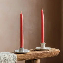 Graham & Green Set of Two Salmon Pink Beeswax Dinner Candles