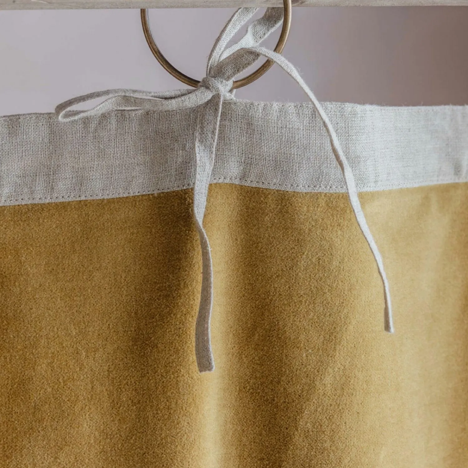 Graham & Green Set of Two Short Mustard Velvet Curtains