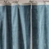 Graham & Green Set of Two Short Smoke Blue Velvet Curtains