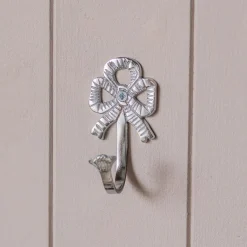 Graham & Green Set of Two Silver Bow Curtain Hooks