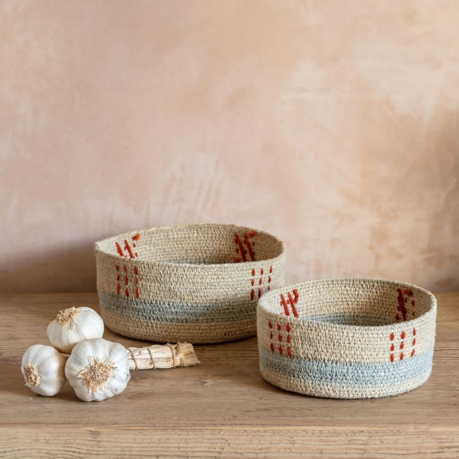 Graham & Green Set of Two Threaded Seagrass Basket