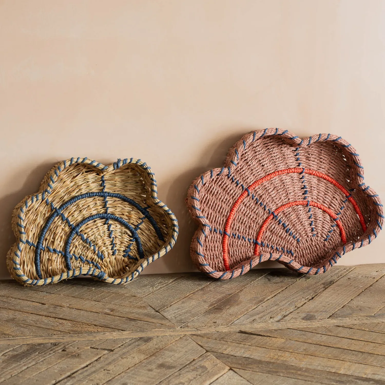 Graham & Green Set of Two Woven Shell Trays