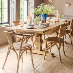 Graham & Green Single Column Reclaimed Elm 12 Seater Extendable Table