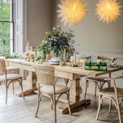 Graham & Green Single Column Reclaimed Elm 12 Seater Extendable Table