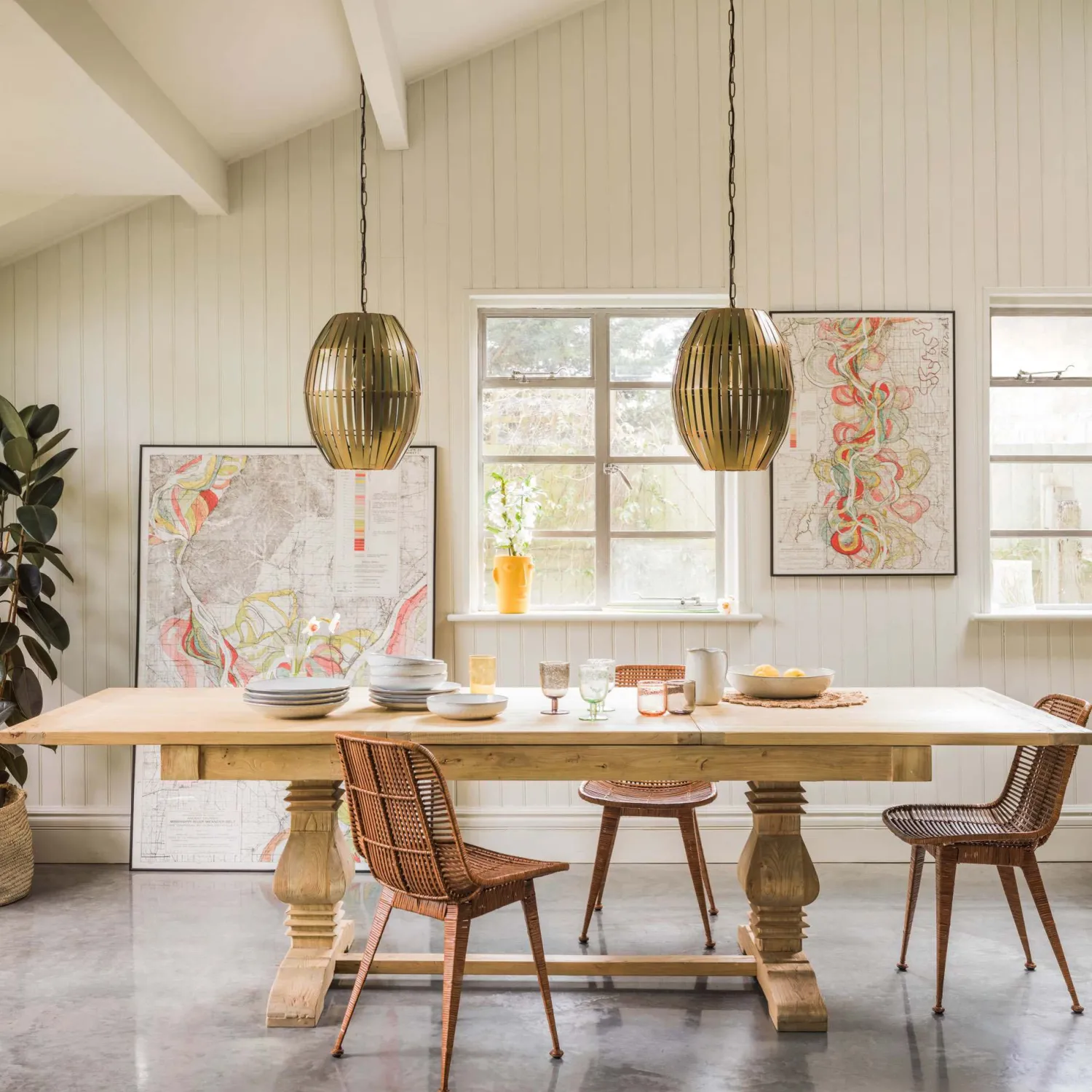 Graham & Green Single Column Reclaimed Elm 12 Seater Extendable Table