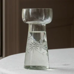 Graham & Green Small Etched Floral Clear Glass Vase
