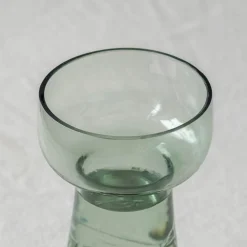 Graham & Green Small Etched Floral Green Glass Vase