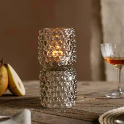Graham & Green Small Grey Stacked Bubble Tealight Holder