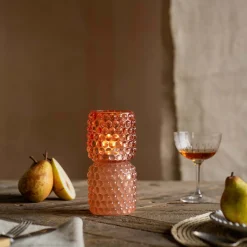 Graham & Green Small Pink Stacked Bubble Tealight Holder