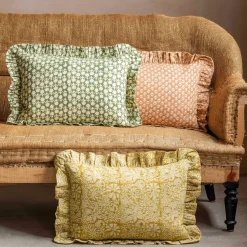 Graham & Green Small Rectangular Floral Block Printed Cushions