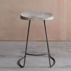 Graham & Green Small Wood And Iron Stool