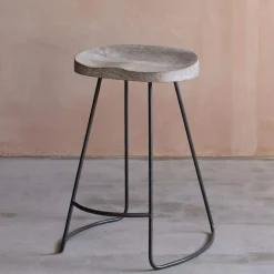 Graham & Green Small Wood And Iron Stool