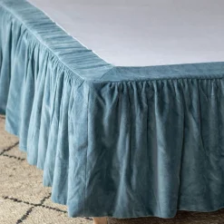 Graham & Green Smoke Blue Velvet Frill Edged Valances
