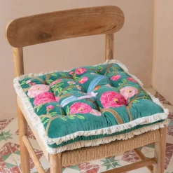 Graham & Green Songbird Jade Green Velvet Seat Pad