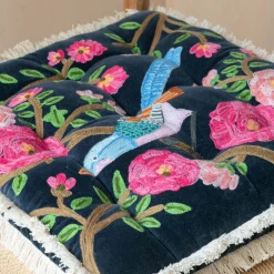 Graham & Green Songbird Navy Velvet Seat Pad