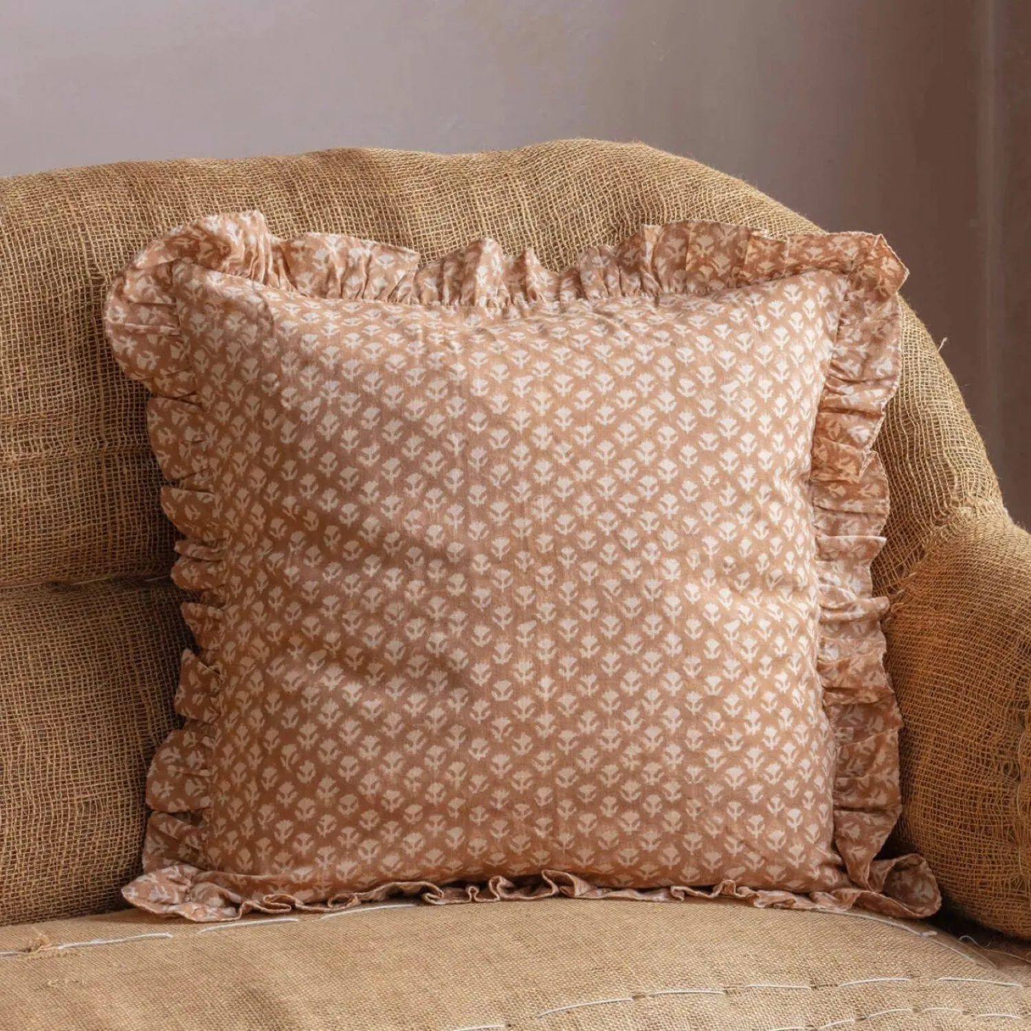 Graham & Green Square Floral Block Printed Cushions
