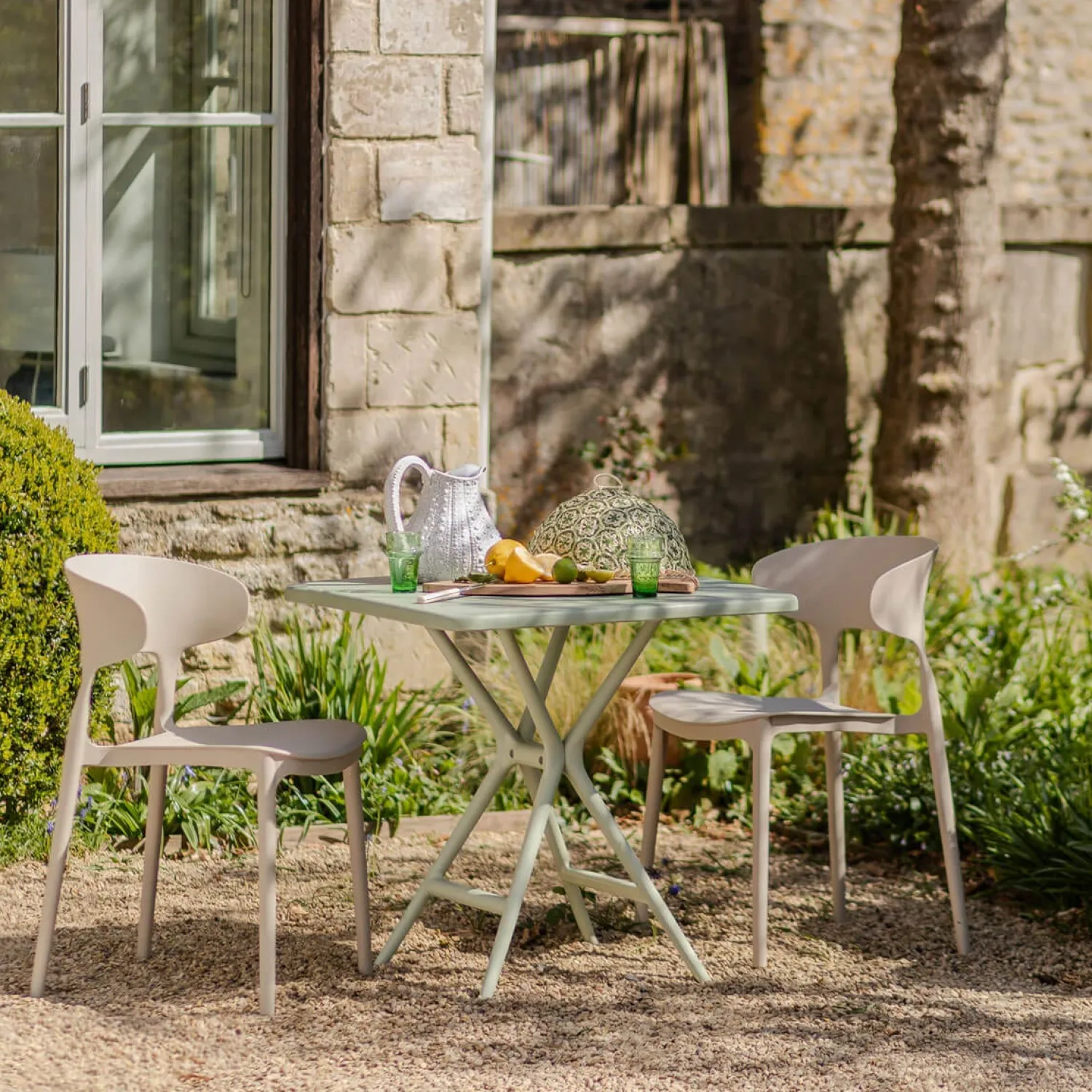 Graham & Green Square Moss Green Garden Dining Table