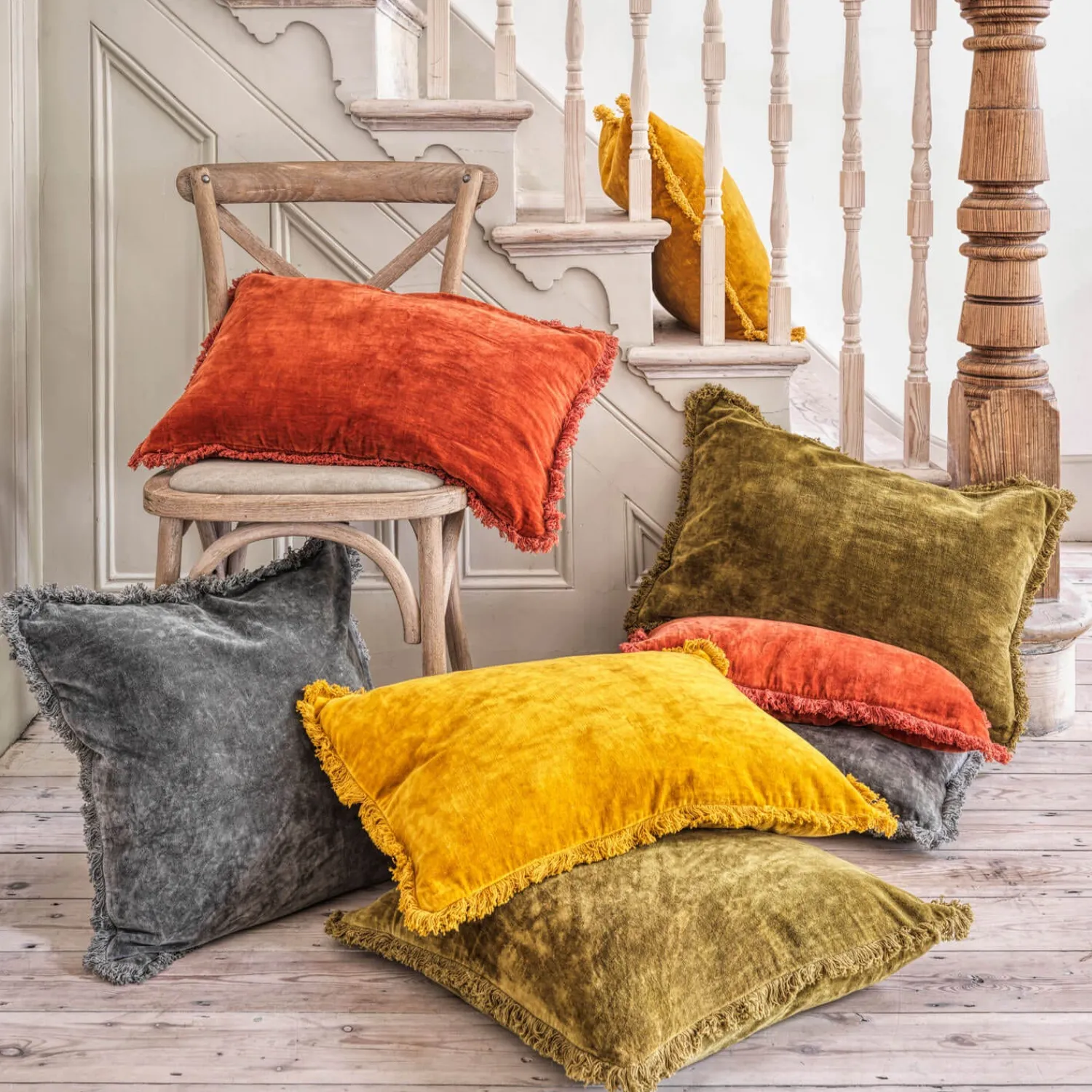 Graham & Green Square Stonewashed Velvet Cushions