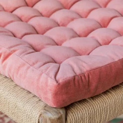 Graham & Green Square Vintage Pink Velvet Seat Pad