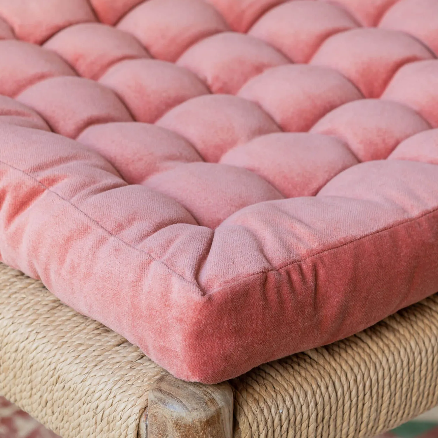 Graham & Green Square Vintage Pink Velvet Seat Pad