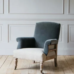 Graham & Green Stanley Deconstructed Velvet and Linen Armchair