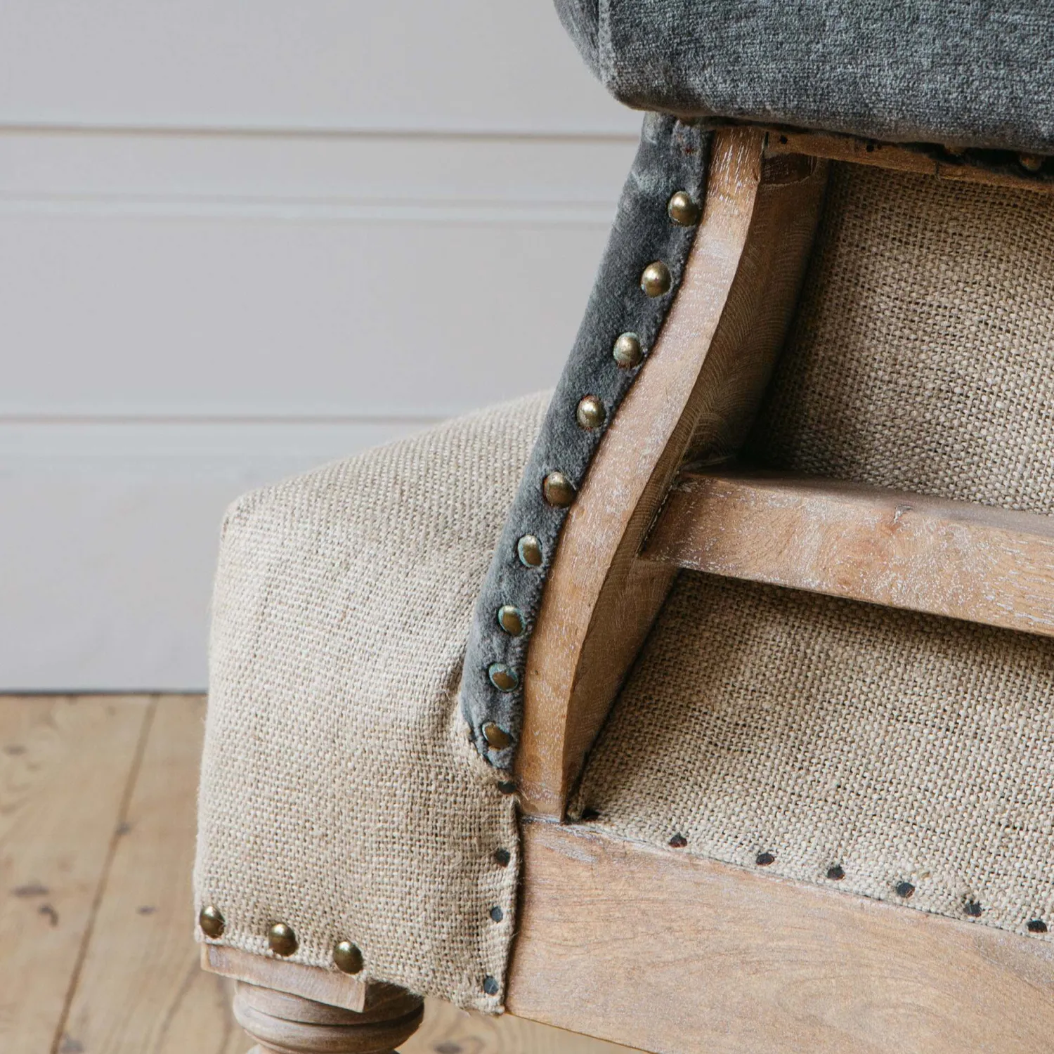 Graham & Green Stanley Deconstructed Velvet and Linen Armchair