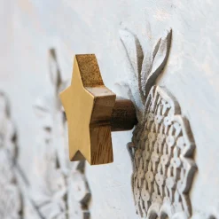 Graham & Green Star Wooden and Brass Knob