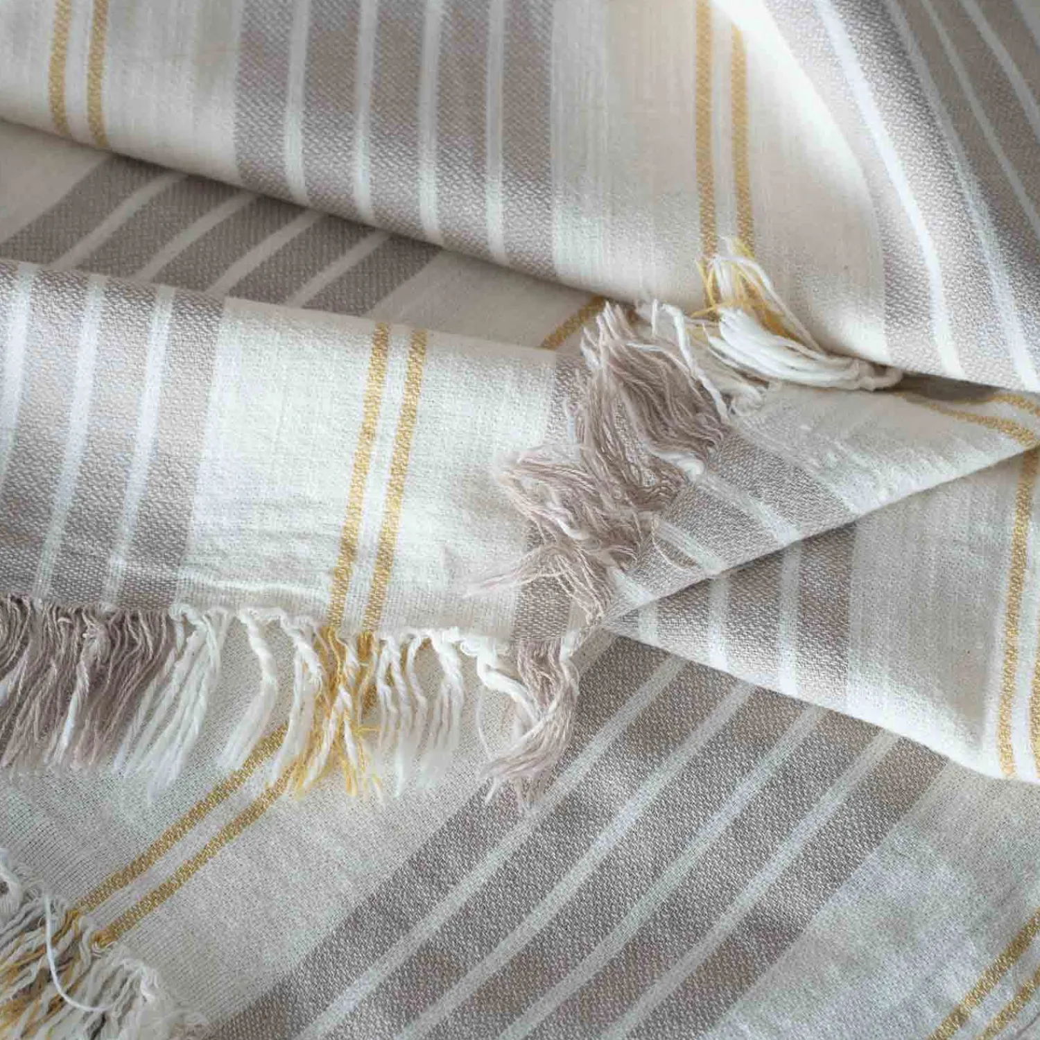 Graham & Green Stone Wide Stripe Turkish Beach Towel Wrap