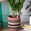 Graham & Green Striped Pink and Black Basket