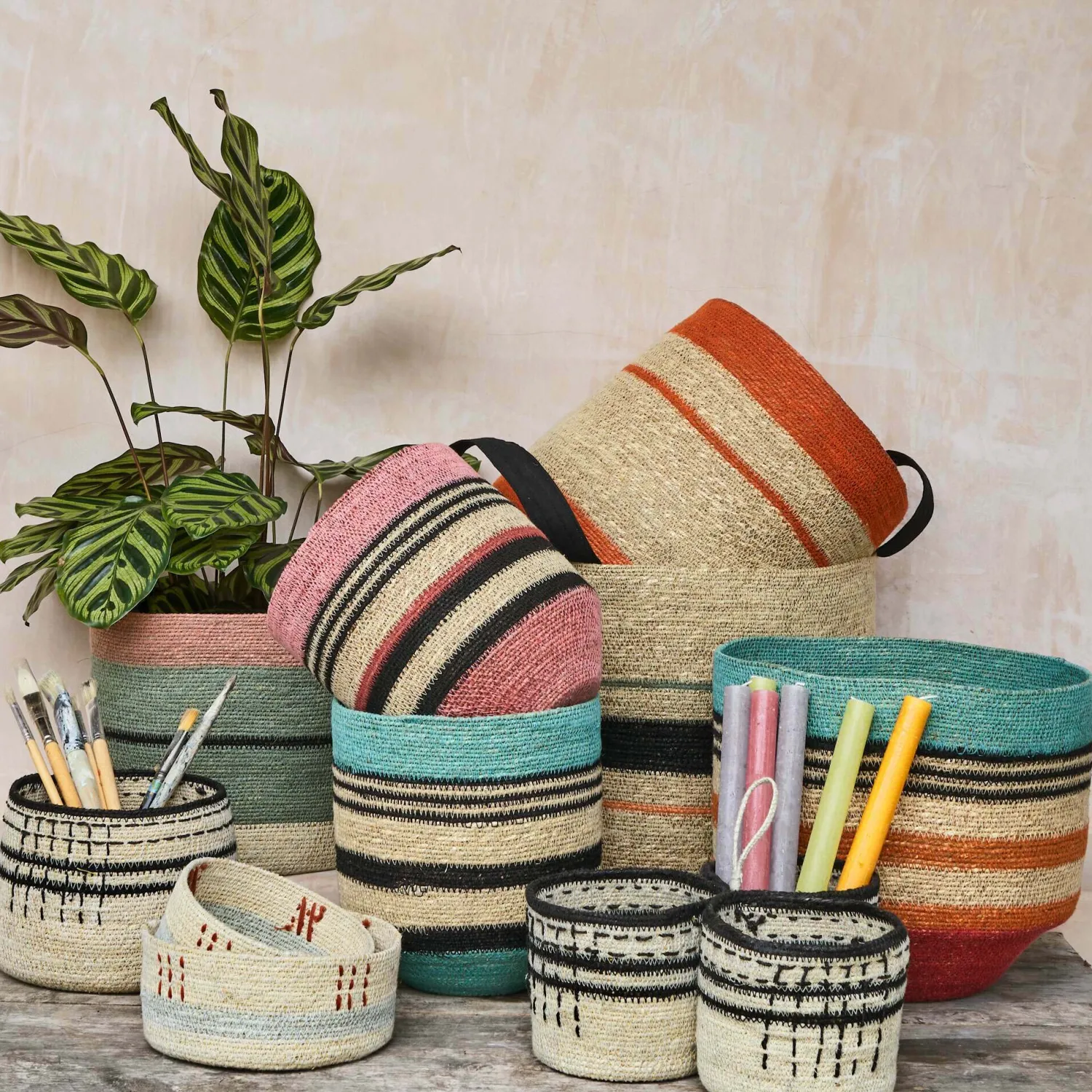 Graham & Green Striped Red Basket