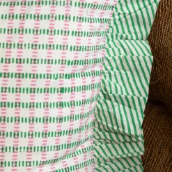 Graham & Green Sundae Green & Pink Frill Rectangular Cushion