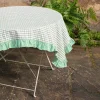Graham & Green Sundae Green and Pink Block Printed Frill Table Cloths