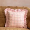 Graham & Green Sundae Pink & Orange Frill Square Cushion
