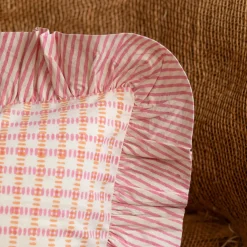 Graham & Green Sundae Pink & Orange Frill Square Cushion