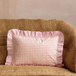 Graham & Green Sundae Pink & Orange Frill Rectangular Cushion