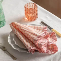 Graham & Green Sundae Pink and Orange Frill Napkin