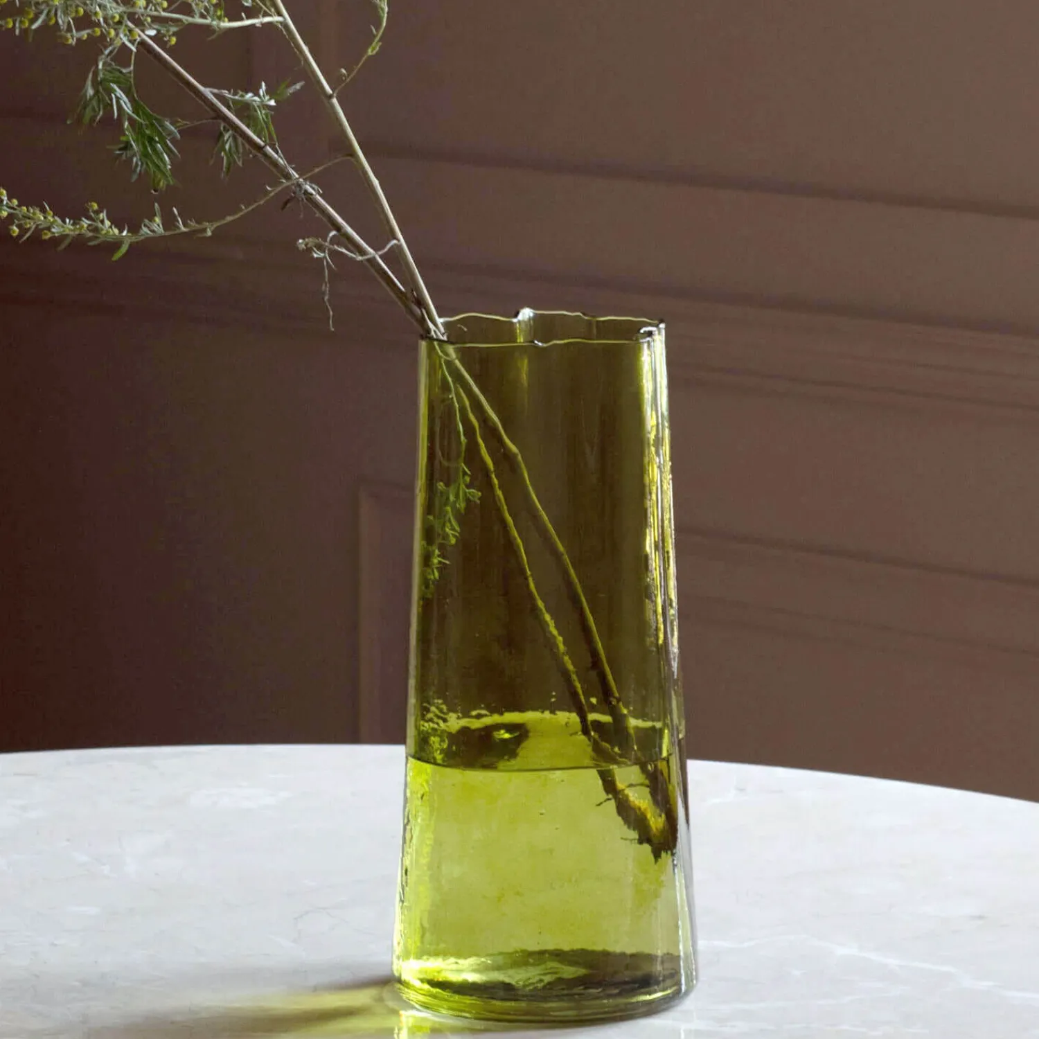 Graham & Green Tall Green Glass Vase